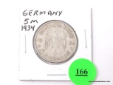 1934 German - 5 Marks - silver