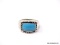 .925 STERLING SILVER & TURQUOISE RING WITH BEADED BORDER. WEIGHS APPROX. 6.20 GRAMS. RING SIZE IS 9.