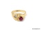 18K YELLOW GOLD MENS RING WITH APPROX. 1/4 CT. DIAMOND & 1 CT. RUBY. MARKED ON THE INSIDE 
