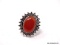 GERMAN SILVER & RED ONYX GEMSTONE RING. THE RING SIZE IS 6.