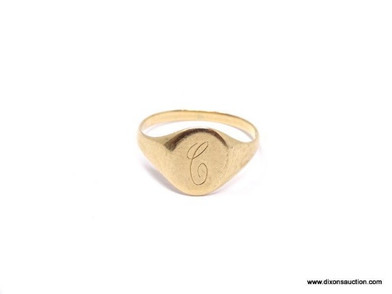 VINTAGE 14K YELLOW GOLD MONOGRAMMED RING. MARKED ON THE INSIDE. THE RING IS APPROX. SIZE 10-1/2. IT