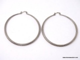 LARGE PAIR OF HAMMERED .925 STERLING SILVER HOOP EARRINGS. MARKED ON THE CLASP 
