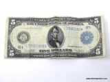 SERIES OF 1914 $5 FEDERAL RESERVE NOTE - BLUE SEAL.