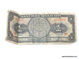1954 ONE PESO - MEXICAN PAPER MONEY.