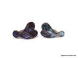 PAIR OF VINTAGE MEXICAN .925 STERLING SILVER & ABALONE SCREW BACK EARRINGS. THEY WEIGH APPROX. 4.47