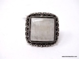 GERMAN SILVER & RAINBOW MOON STONE GEMSTONE RING. THE RING SIZE IS 8.
