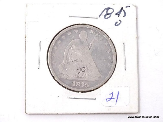 1845-O LIBERTY SEATED HALF DOLLAR WITH COUNTER PUNCH MARKS