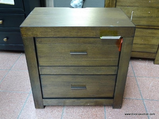 ASPEN HOME MODERN LOFT 2 DRAWER NIGHTSTAND WITH POWER. RETAILS FOR $305 ONLINE. MEASURES 25 IN X 16