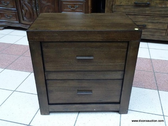 ASPEN HOME MODERN LOFT 2 DRAWER NIGHTSTAND WITH POWER. RETAILS FOR $305 ONLINE. MEASURES 25 IN X 16