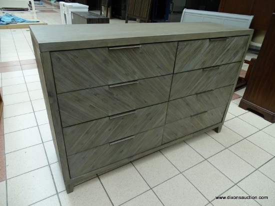 FAIRFAX 8 DRAWER DRESSER BY ABBYSON IN GRAY. MEASURES 64.5 IN X 19 IN X 42 IN. RETAILS FOR $999.99.