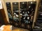 FAR EASTERN HAND PAINTED AND HAND CARVED 4 PANEL DIVIDER WITH IMAGES OF CRANES, CHERRY BLOSSOMS,