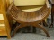 MAHOGANY DANTE CHAIR WITH SLAT SEAT. MEASURES 24 IN X 14 IN X 23 IN. ITEM IS SOLD AS IS WHERE IS
