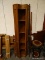 SOLID OAK 5 SHELF CORNER SHELVING UNIT WITH PANELED SIDES. IS 1 OF A PAIR. MEASURES 19 IN X 18 IN X
