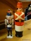 LOT OF 2 VINTAGE HAND PAINTED NUTCRACKER DECORATIONS. 1 IS A CHRISTMAS ORNAMENT (HEAD IS NOT