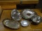 LOT OF SILVER PLATE TO INCLUDE A COLONIAL WILLIAMSBURG MINT DISH, A SILVER PLATE REVERE STYLE BOWL,