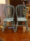 LOT OF 2 SALESMAN SAMPLE SIZE FURNITURE INCLUDING A PAIR OF GREEN PAINTED WINDSOR CHAIRS. ITEM IS