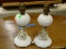 PAIR OF MILKGLASS AND HOBNAIL LAMPS. EACH MEASURES 11 IN TALL. ITEM IS SOLD AS IS WHERE IS WITH NO