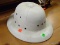 WHITE SAFARI STYLE HAT WITH INTERIOR ADJUSTABLE HAT SIZER. ITEM IS SOLD AS IS WHERE IS WITH NO
