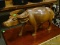 SOLID MAHOGANY CARVED WATER BUFFALO. MEASURES 22 IN X 9 IN X 12 IN. ITEM IS SOLD AS IS WHERE IS WITH
