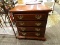 AMERICAN DREW 4 DRAWER MAHOGANY NIGHTSTAND WITH BRASS PULLS. MEASURES 28 IN X 15 IN X 29 IN. ITEM IS