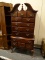 AMERICAN DREW 2 PIECE TALL BOY CHEST WITH BROKEN ARCH PEDIMENT TOP, QUEEN ANNE LEGS, AND 7 DRAWERS