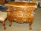 SOLID MAHOGANY HIGHLY CARVED 3 DRAWER CHEST. MEASURES 39.5 IN X 17.5 IN X 37 IN. ITEM IS SOLD AS IS