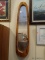 OBLONG CYPRESS FRAMED MIRROR. MEASURES 11 IN X 48.5 IN. ITEM IS SOLD AS IS WHERE IS WITH NO