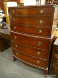 JOHN-WIDDICOMB FURNITURE CO. 6 DRAWER CHEST OF DRAWERS WITH ROUND BRASS HANDLES. MEASURES 35 IN X
