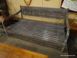 OVERSIZED BENCH/TWIN SIZE BED IN GRAY WITH SIDE ARM RAILINGS AND A 