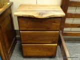 CYPRESS WOOD 3 DRAWER NIGHTSTAND. MADE FROM CARVED CYPRESS BY PHOENIX HARDWOODS IN FLOYD, VA. IS 1