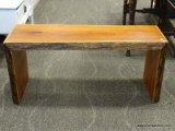 CYPRESS WOOD BENCH BY PHOENIX HARDWOODS IN FLOYD, VA. MEASURES 40 IN X 14 IN X 18 IN. ITEM IS SOLD