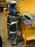 HIT AFFINITY GOLF CLUBS WITH MATCHING GOLF CLUB BAG. TOTAL OF 12 CLUBS (5 HAVE COVERS). ITEM IS SOLD