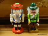 LOT OF 2 MINIATURE VINTAGE HAND PAINTED NUTCRACKERS. 1 IS A BIRD HUNTER AND 1 IS A SOLDIER. BOTH