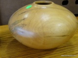 CYPRESS WOOD ROUND VASE. MEASURES 9 IN X 7.5 IN. ITEM IS SOLD AS IS WHERE IS WITH NO GUARANTEES OR