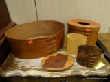 LOT OF ASSORTED HANDMADE CONTAINERS. SOME ARE MADE BY CHERITH BROOK BOXES AND INCLUDE WOODS SUCH AS