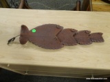 SET OF TERRA-COTTA FISH THEMED WINDCHIMES. MEASURE 19 IN LONG. ITEM IS SOLD AS IS WHERE IS WITH NO