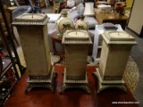 LOT OF (3) METAL GRADUATED CANDLE HOLDERS. TALLEST MEASURES 15.5 IN TALL. ITEM IS SOLD AS IS WHERE