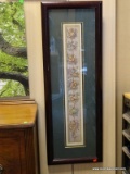 PAIR OF FLORAL FRAMED PRINTS WITH BLACK AND GREEN MATTING. BOTH ARE IN MAHOGANY FRAMES AND MEASURE