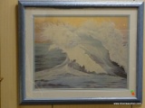 OPTICAL ILLUSION PAINTING OF WAVES CRASHING WITH THE HIDDEN IMAGE OF A WOMAN SLEEPING INSIDE THE