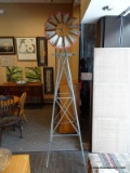 GALVANIZED TIN BASE METAL WINDMILL. MAKES FOR GREAT RUSTIC FARMHOUSE STYLE DECOR! MEASURES 27 IN X