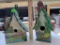HAND PAINTED WOODEN BIRD HOUSES - SET OF TWO, ONE HAS A CRACK ON THE TOP, SEE PHOTOS OR PREVIEW FOR