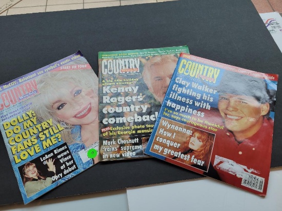 COUNTRY WEEKLY MAGAZINE - 3 ISSUES - DOLLY PARDON, KENNY RODGERS AND CLAY WALKER - 1996 EDITIONS