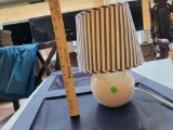 SMALL LAMP WITH BLUE AND WHITE SHADE -TESTED