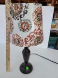 TABLE LAMP WITH NEW COLORFUL SHADE - APPROX 20 INCHES - TESTED