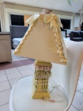 GLENNA JEAN NURSEY LAMP AND SHADE - LAMP IS NEW BUT HAS SOME CRACKS (SEE PHOTOS)TUSCANY