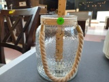 DECORATIVE GLASS JAR WITH ROPE HANDLE