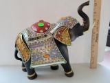 ORNATE ELEPHANT STATUE - APPROX 20 INCHES TALL, MISSING 1 TUSK (SEE PHOTOS) - WOULD MAKE GREAT