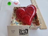 TUSCANY GENUINE HAND CARVED ALABASTER HEART PAPER WEIGHT