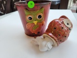 METAL OWL PLANTER AND PLUG-IN OWL WAX MELT HOLDER