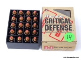 BOX OF 20 HORNADY CRITICAL DEFENSE .40 S&W 165GR FTX. MODEL #91340.